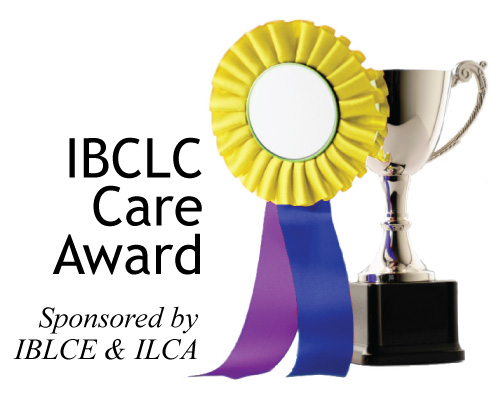 IBCLC Care Award logo with ribbon and trophy.